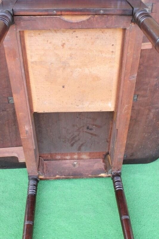TAVOLO ANTICO IN LEGNO CON ALETTE - CONSOLLE - TAVOLINO IN MOGANO + CASSETTO Arredamento
