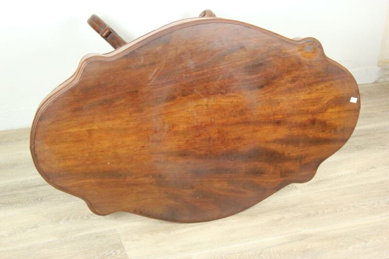 Tavolo antico tavolino in legno mogano ovale a biscotto con cassetti epoca 800 Arredamento