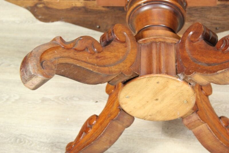 Tavolo antico tavolino in legno mogano ovale a biscotto con cassetti epoca 800 Arredamento