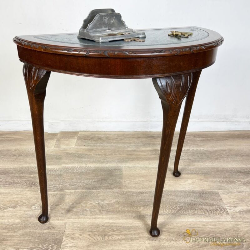 Tavolo consolle da ingresso Mezzaluna antica tavolino piano in pelle vintage Arredamento
