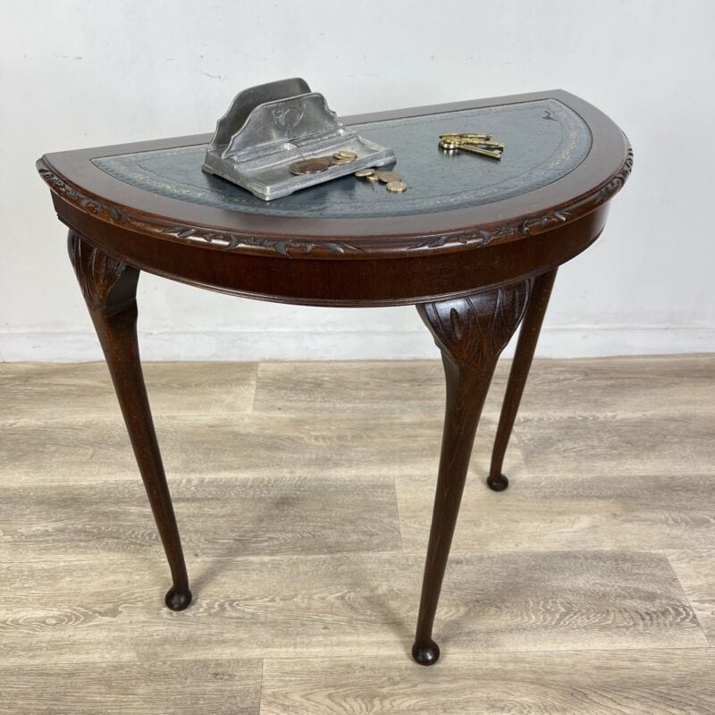 Tavolo consolle da ingresso Mezzaluna antica tavolino piano in pelle vintage Arredamento