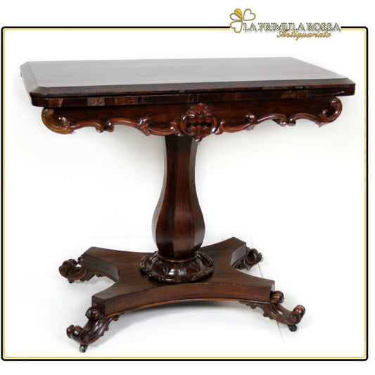 TAVOLO DA GIOCO ANTICO IN LEGNO DI PALISSANDRO CONSOLLE  VICTORIAN  CARD TABLE Arredamento