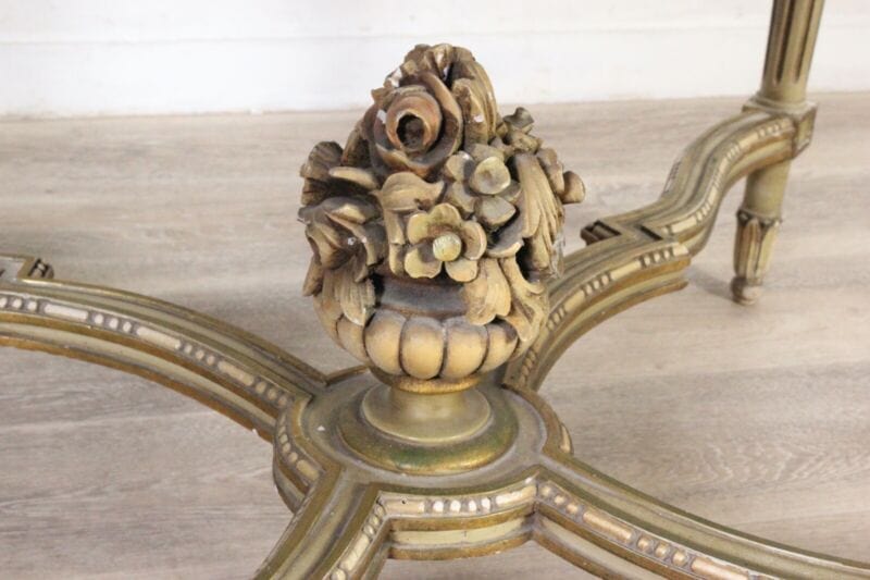 Tavolo da pranzo antico stile Barocco rococo rotondo in legno dipinto bianco oro Arredamento