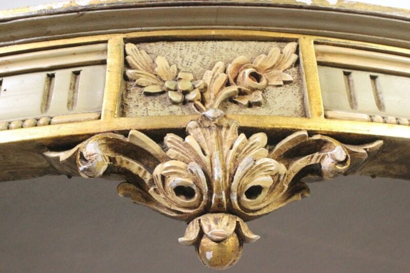 Tavolo da pranzo antico stile Barocco rococo rotondo in legno dipinto bianco oro Arredamento