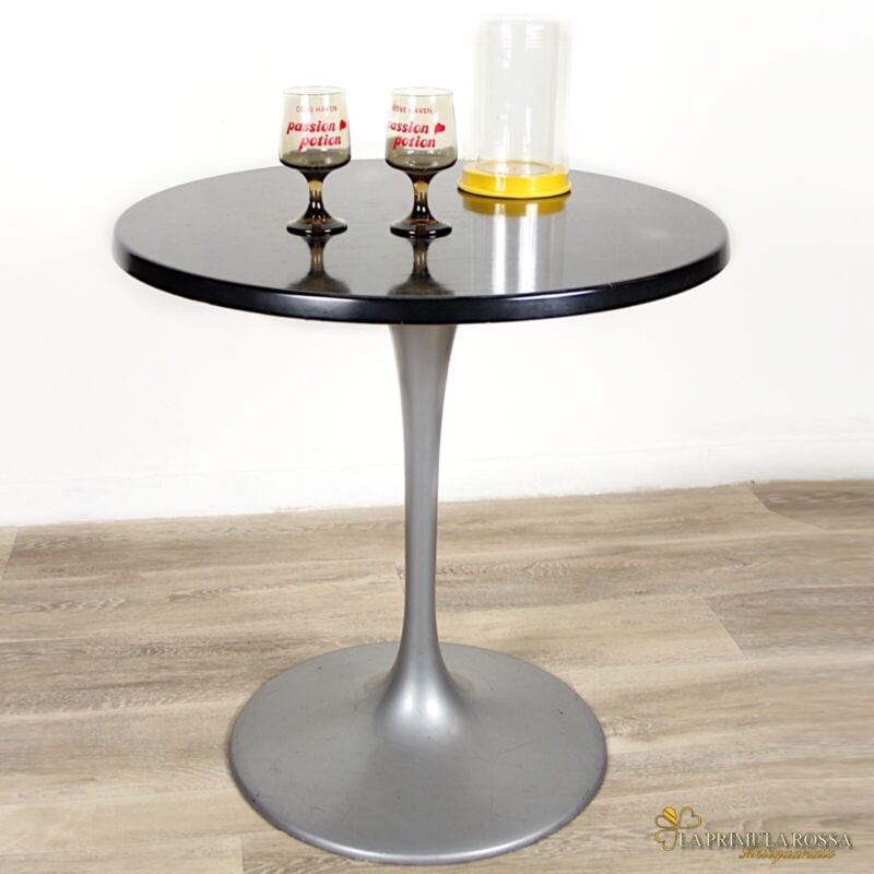 Tavolo Tulip tondo usato Grigio e Nero tavolino a fungo originale Vintage 70 cm Arredamento