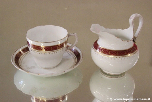 TAZZA DA TE' ANTICA IN PORCELLANA BONE CHINA + BROCCHETTA  SET COLAZIONE INGLESE Ceramiche e Porcellane