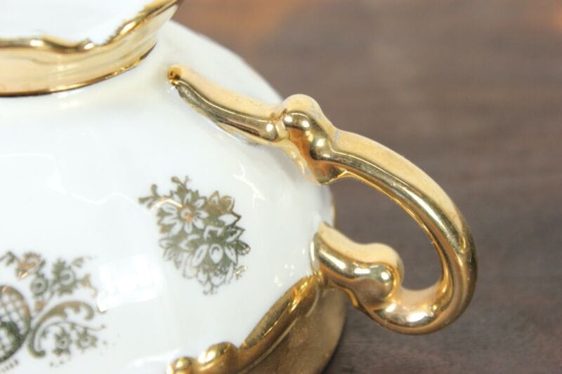 Tazza da tè the antica in porcellana Bavaria tazze tazzina oro con piattino Ceramiche e Porcellane