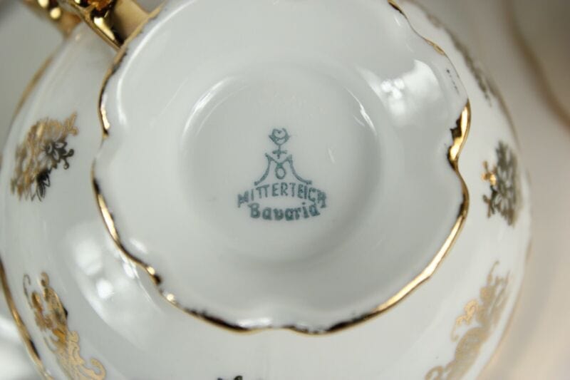 Tazza da tè the antica in porcellana Bavaria tazze tazzina oro con piattino Ceramiche e Porcellane