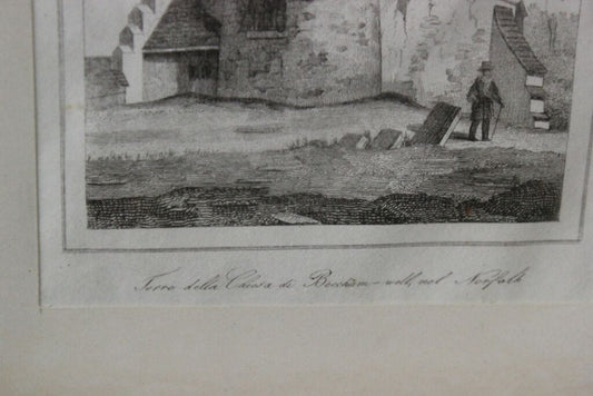 TORRE DELLA CHIAVE DI BEACH WALL NEL NORFOLK  STAMPA ANTICA - ANTIQUE PRINT Stampe e Incisioni