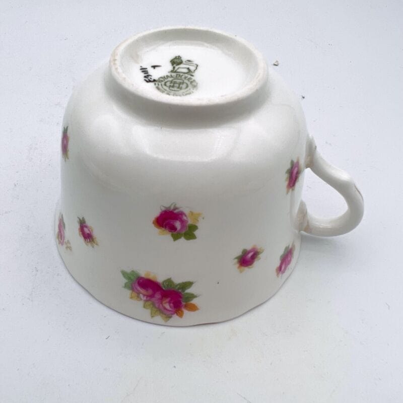 Trio da tè the antico Inglese in Porcellana Royal Doulton + Piattino dolce rose Ceramiche e Porcellane