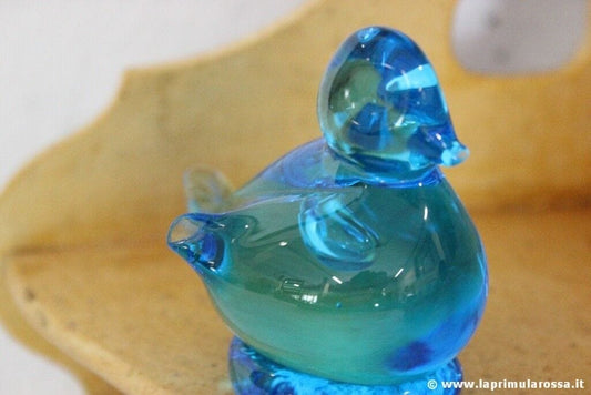 UCCELLINO IN VETRO MURANO VINTAGE FERMACARTE ANNI 70 ITALIAN GLASS BLUE BIRD Vetri e Cristalli