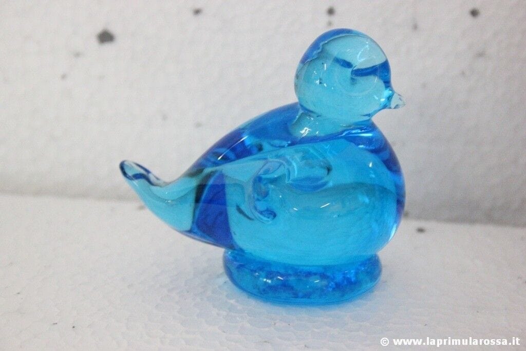 UCCELLINO IN VETRO MURANO VINTAGE FERMACARTE ANNI 70 ITALIAN GLASS BLUE BIRD Vetri e Cristalli