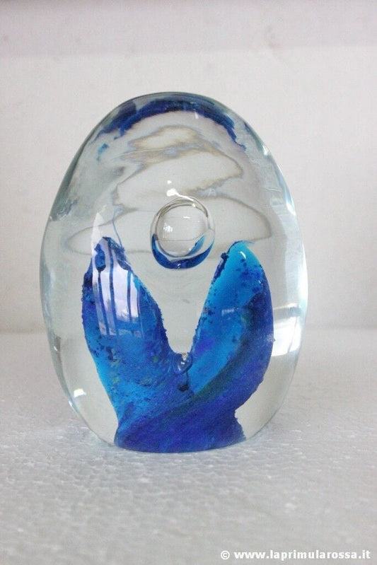 UOVO D'EPOCA IN VETRO H 10 cm - FERMACARTE VINTAGE GLASS EGG PAPER WEIGHT Vetri e Cristalli