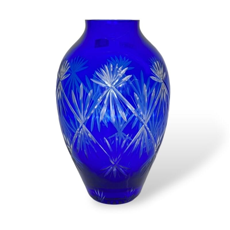 Vaso Porta fiori Blu cobalto in vetro di Murano Vintage italia in stile Liberty Vetri e Cristalli