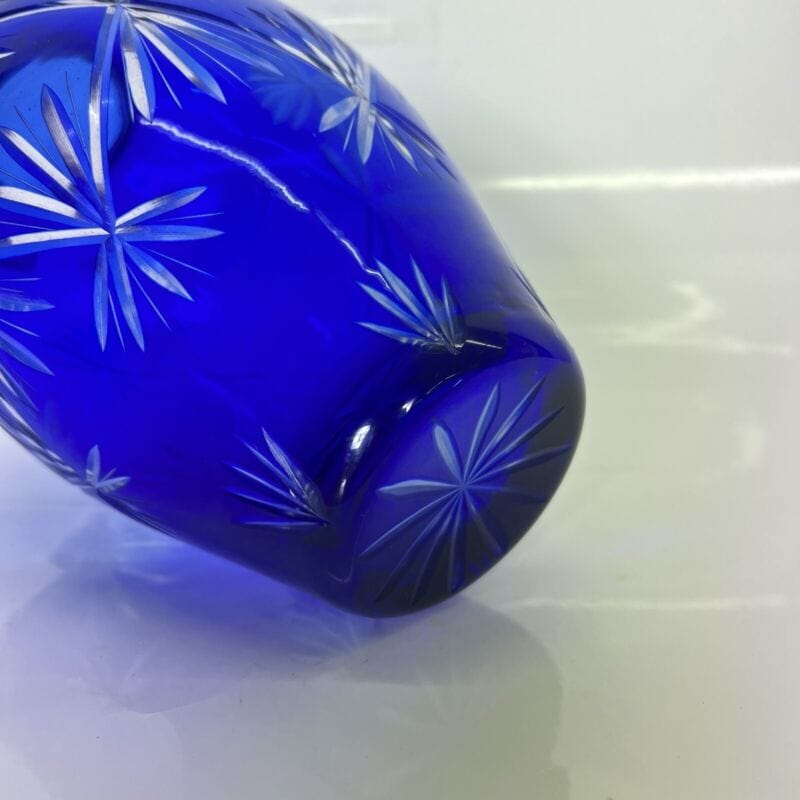 Vaso Porta fiori Blu cobalto in vetro di Murano Vintage italia in stile Liberty Vetri e Cristalli