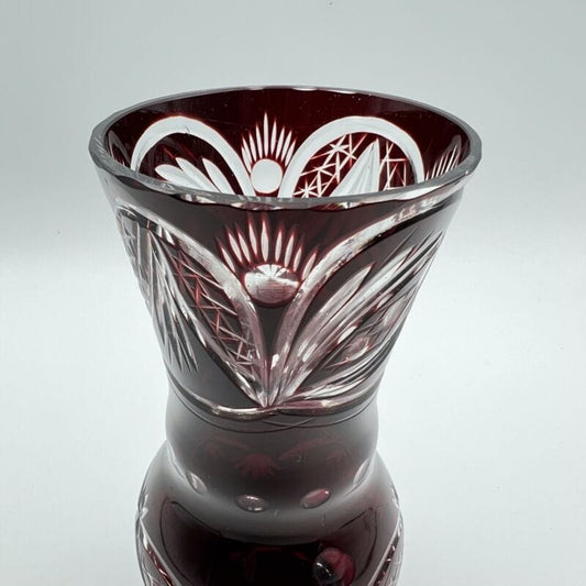 Vaso porta fiori in vetro critallo rosso rubino liberty vasetto boemia italia Y Vetri e Cristalli