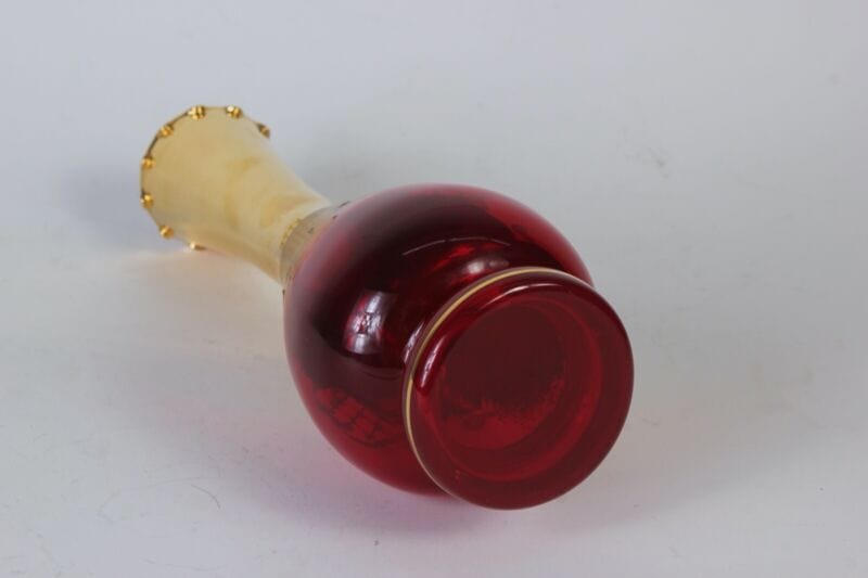 Vaso porta fiori in vetro rosso e oro liberty vasetto stretto deco italia con Vetri e Cristalli