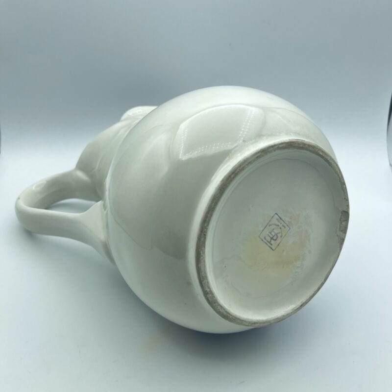 Vaso vintage stile Giapponese in ceramica bianca blu porta fiori caraffa brocca Ceramiche e Porcellane