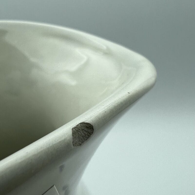 Vaso vintage stile Giapponese in ceramica bianca blu porta fiori caraffa brocca Ceramiche e Porcellane