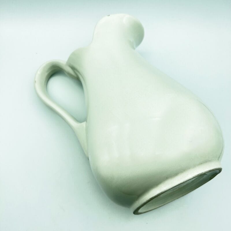 Vaso vintage stile Giapponese in ceramica bianca blu porta fiori caraffa brocca Ceramiche e Porcellane