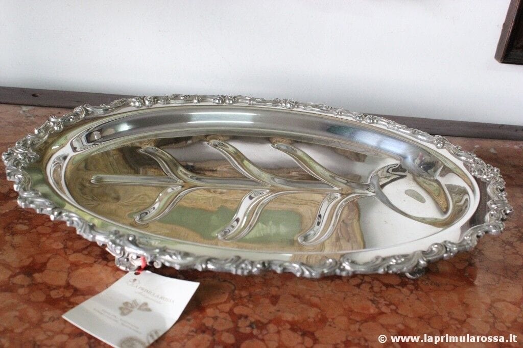 VASSOIO ANTICO PER ARROSTO IN SILVER PLATED VINTAGE ROAST MEAT & SERVING TRAY Sheffield & Argento