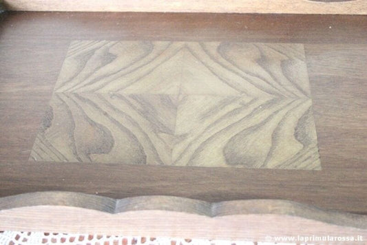 VASSOIO D'EPOCA IN LEGNO FORMA RETTANGOLARE cm 28X46 - VINTAGE WOODEN TRAY Complementi d'arredo