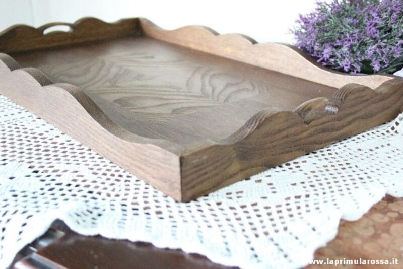 VASSOIO D'EPOCA IN LEGNO FORMA RETTANGOLARE cm 28X46 - VINTAGE WOODEN TRAY Complementi d'arredo