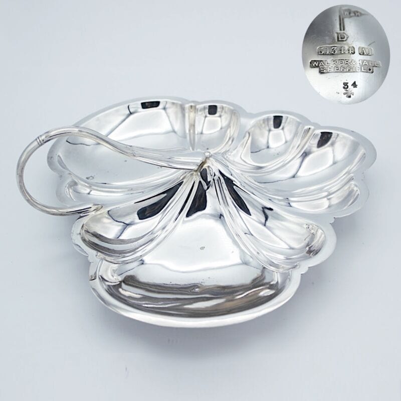 Vassoio in argento sheffield antico silver plated antipastiera con manico piatto Sheffield & Argento
