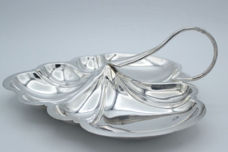 Vassoio in argento sheffield antico silver plated antipastiera con manico piatto Sheffield & Argento