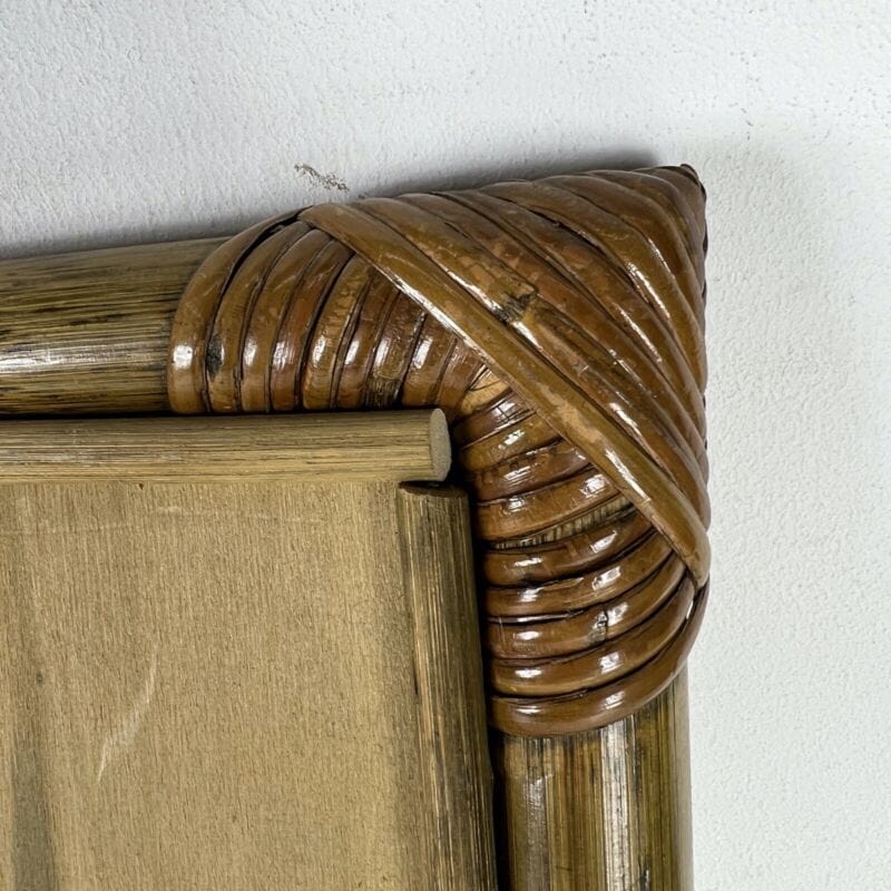 Vassoio Vintage in legno di Bambu anni 70 con dipinto a fiori guantiera Bamboo Complementi d'arredo
