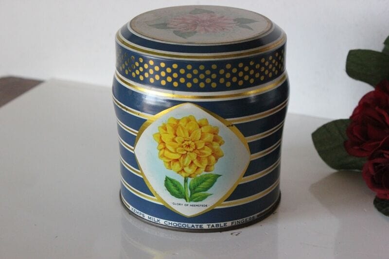 VECCHIA SCATOLA IN LATTA DA COLLEZIONE biscotti INGLESI KEMPS BARATTOLO VINTAGE Pubblicità vintage
