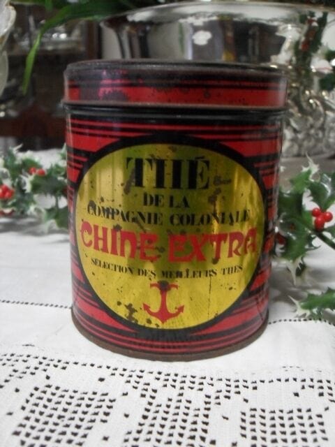 VECCHIA SCATOLA IN LATTA DA TE' CHINE EXTRA VINTAGE FRENCH TEA TIN BOX Pubblicità vintage