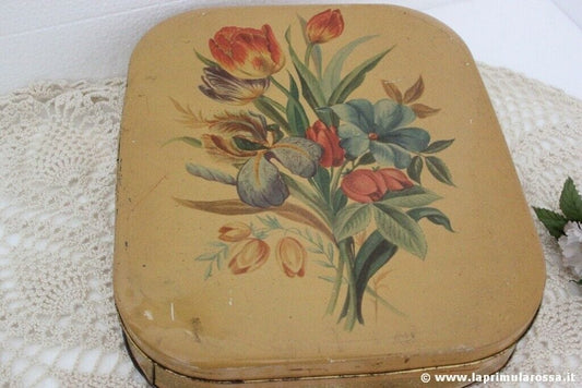 VECCHIA SCATOLA PERUGINA IN LATTA SINFONIA FLOREALE 22x27 VINTAGE ITALY TIN BOX Pubblicità vintage