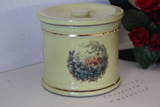 VECCHIO BARATTOLO INGLESE VASETTO ANTICO IN CERAMICA CON COPERCHIO Ceramiche e Porcellane