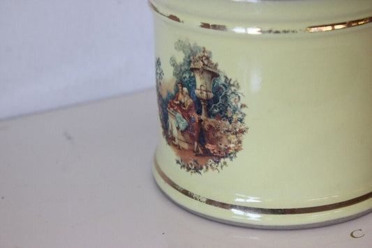 VECCHIO BARATTOLO INGLESE VASETTO ANTICO IN CERAMICA CON COPERCHIO Ceramiche e Porcellane