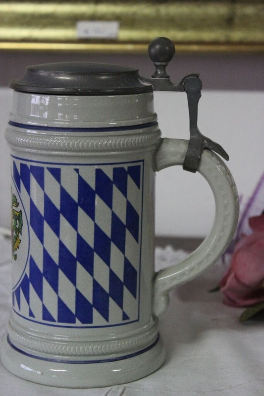 VECCHIO BOCCALE BIRRA IN CERAMICA STONE WARE   STEMMA BIELEFELD  H cm 19,5 Birra & dintorni
