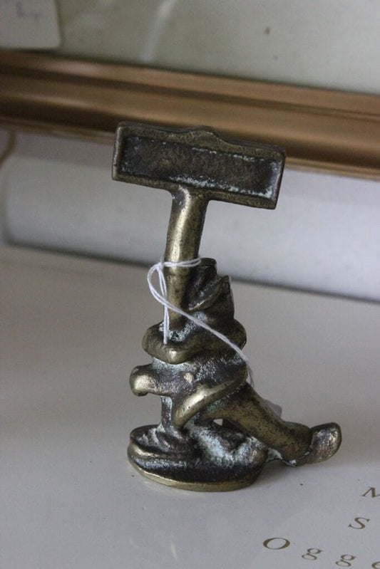 VECCHIO FERMACARTE IN OTTONE SOUVENIR DI LLANFAIRPWLL / VINTAGE BRASS Ottone