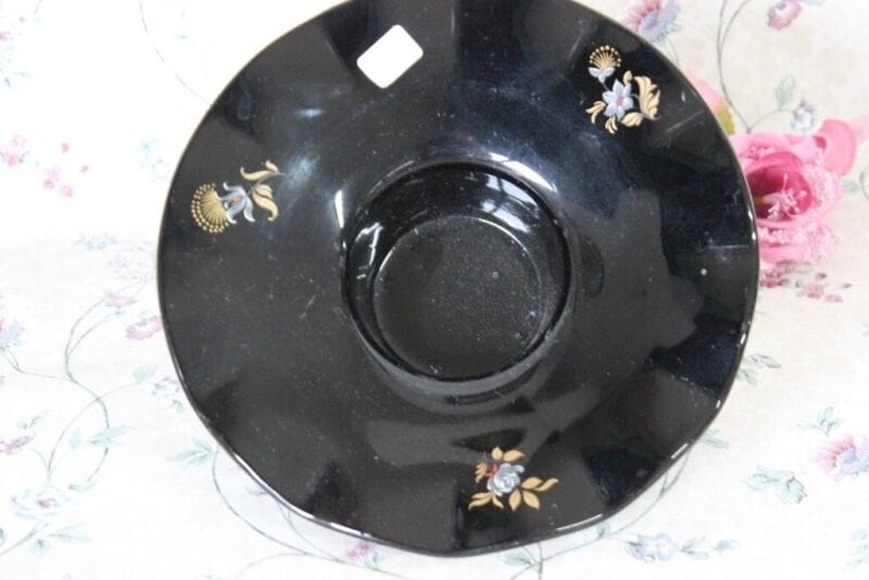 VECCHIO PORTAFIORI IN VETRO NERO - PORTACANDELA  VINTAGE BLACK GLASS FLOWERS POT Ceramiche e Porcellane