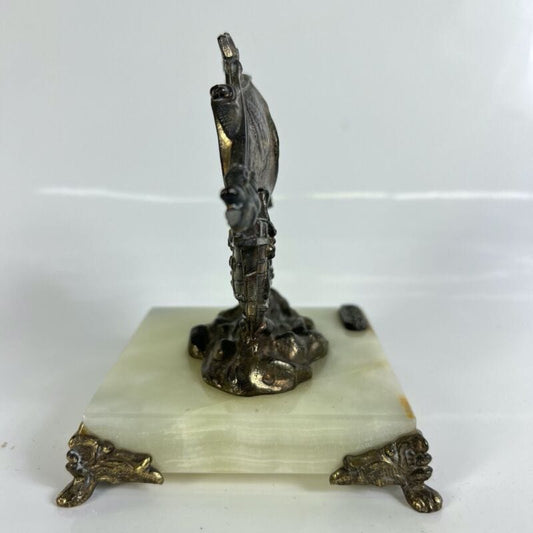 Veliero in Bronzo Vintage anni 60 Caravella Santa Maria modellino nave Antico Vintage