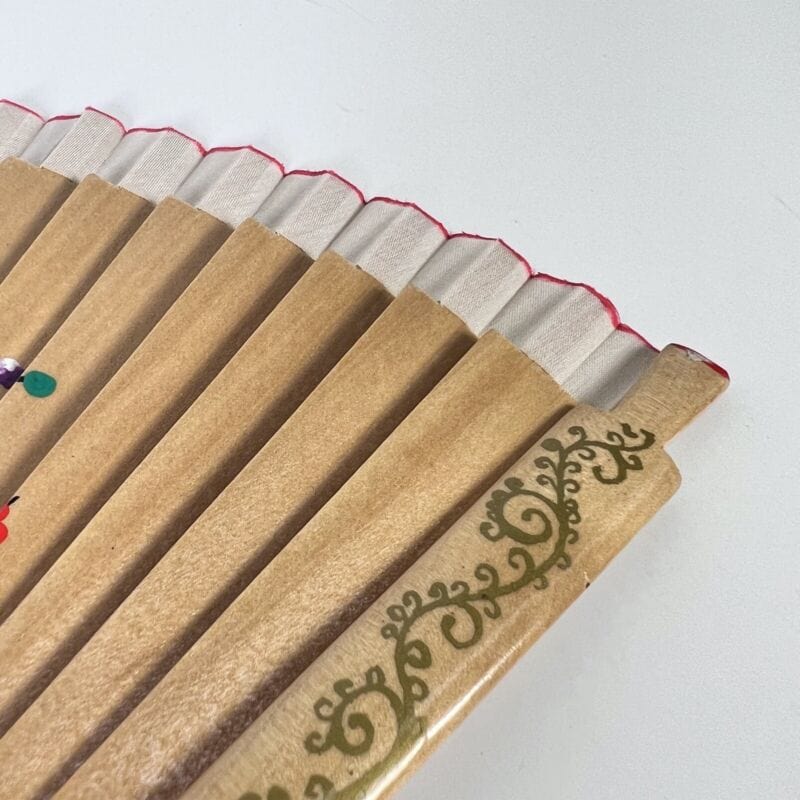 Ventaglio vintage stile antico in legno dipinto a mano fiori e tessuto stoffa Ventagli