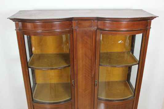 Vetrina antica cristalliera in legno di mogano vetrinetta filettata inglese 900 Arredamento