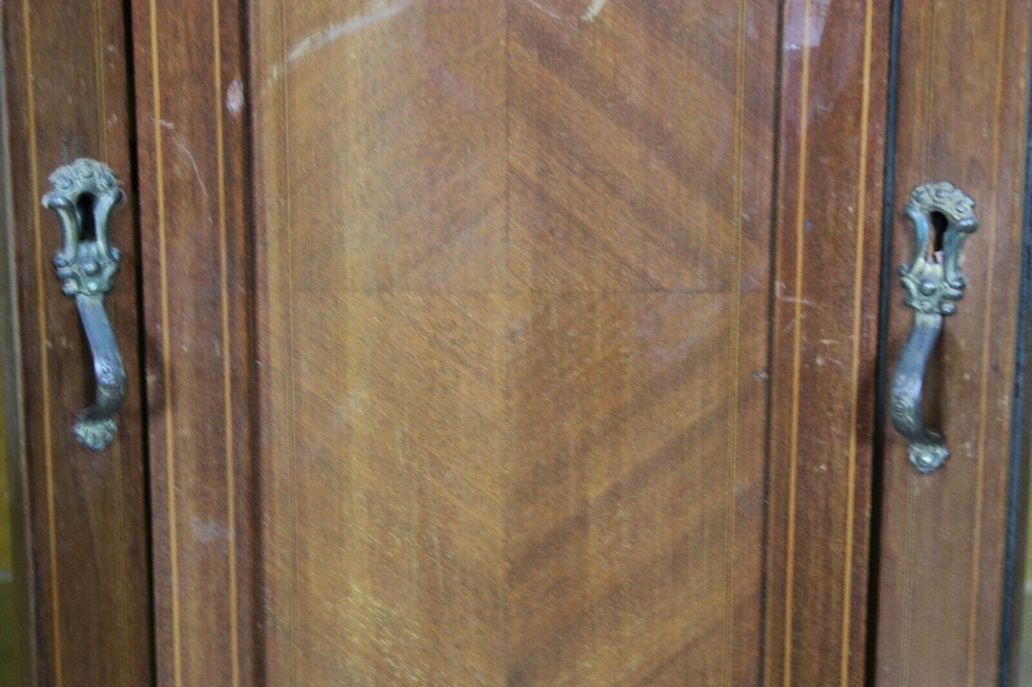 Vetrina antica cristalliera in legno di mogano vetrinetta filettata inglese 900 Arredamento