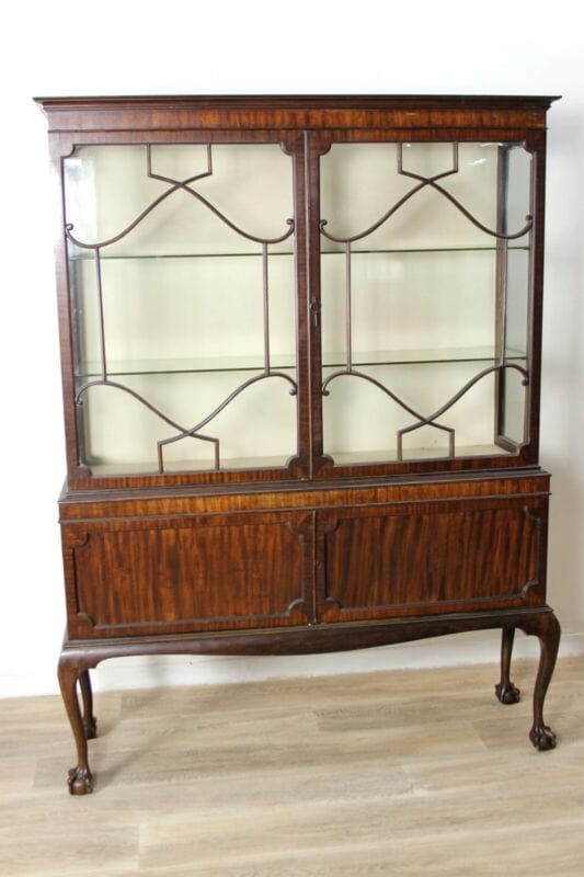 Vetrina antica cristalliera in legno di mogano vetrinetta inglese 900 d'epoca Arredamento