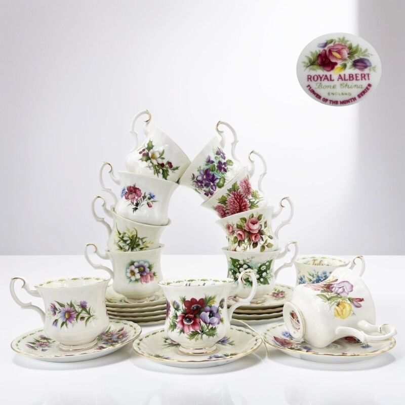 Tazze Royal Albert Vintage "Flower of the Months" | Collezione Esclusiva