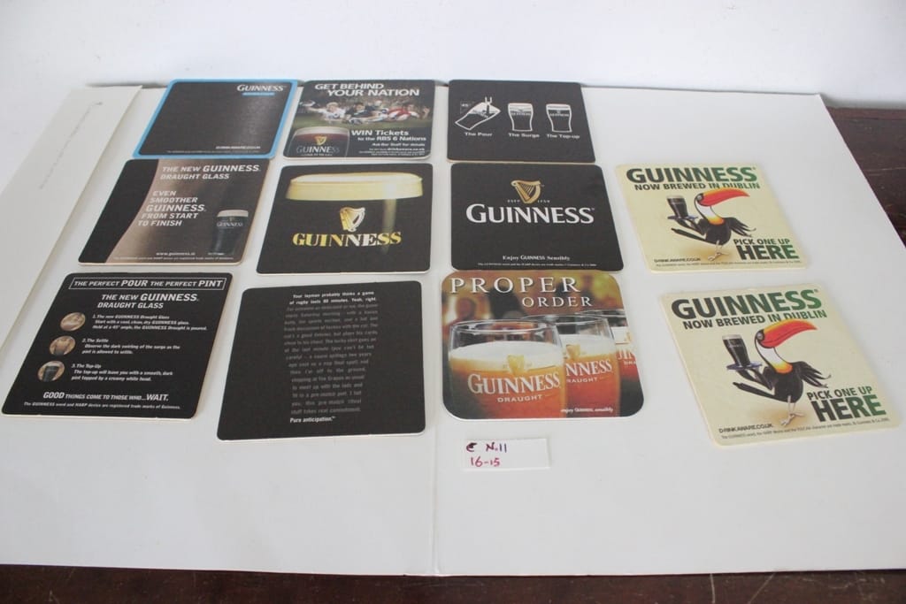 11 SOTTOBICCHIERI  VINTAGE DA PUB GUINNESS  GUINNESS'S BEER MATS Categoria  Boccali