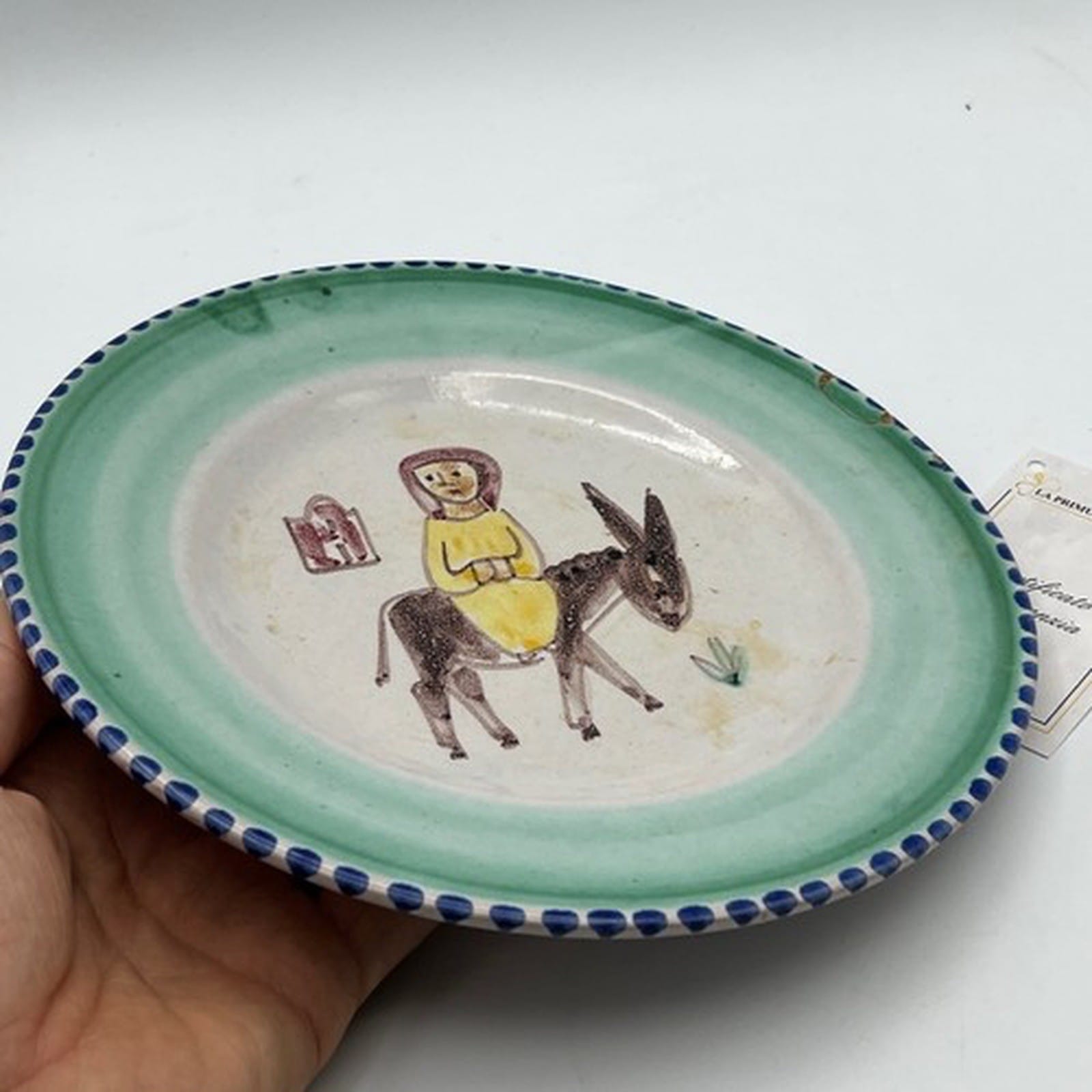 2 Piatti in ceramica Pinto di Vietri sul mare vietrese Vintage con Asinello Categoria  Servizio tazze - Tazze