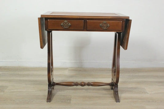 Scrittoio stile antico in legno piano pelle vintage tavolino con alette design Categoria  Tavoli - tavolinetti
