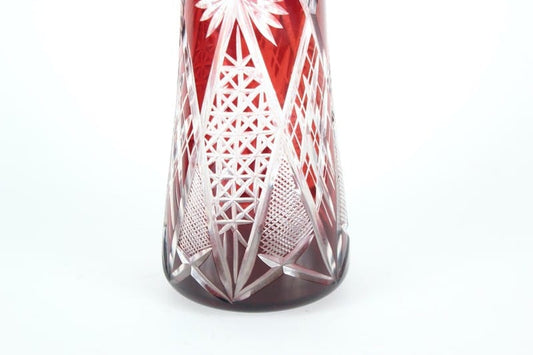 Vaso porta fiori in vetro cristallo rosso rubino liberty vasetto boemia italia Categoria  Vetri e Cristalli
