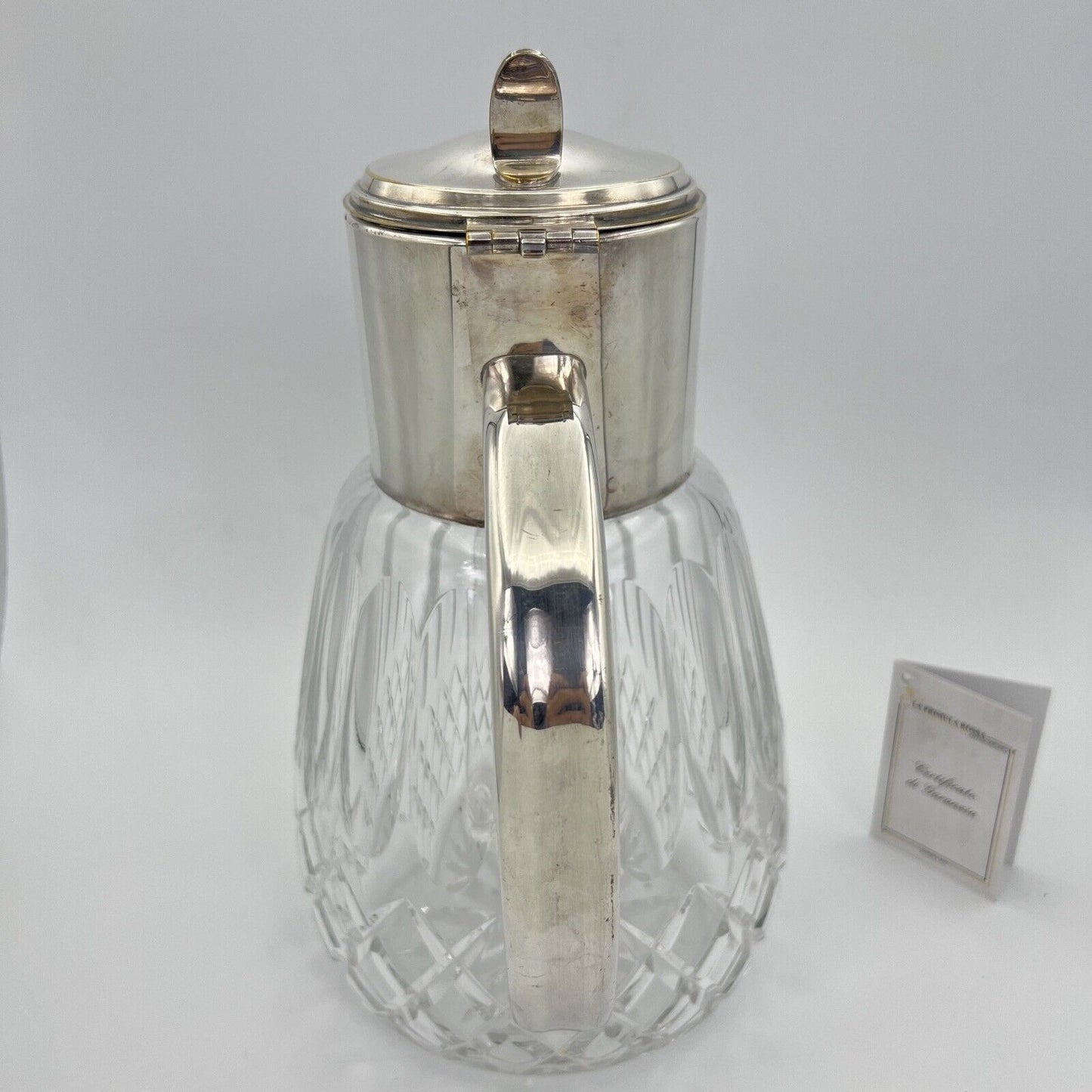 Brocca caraffa antica in cristallo argento silver plated decanter porta ghiaccio
