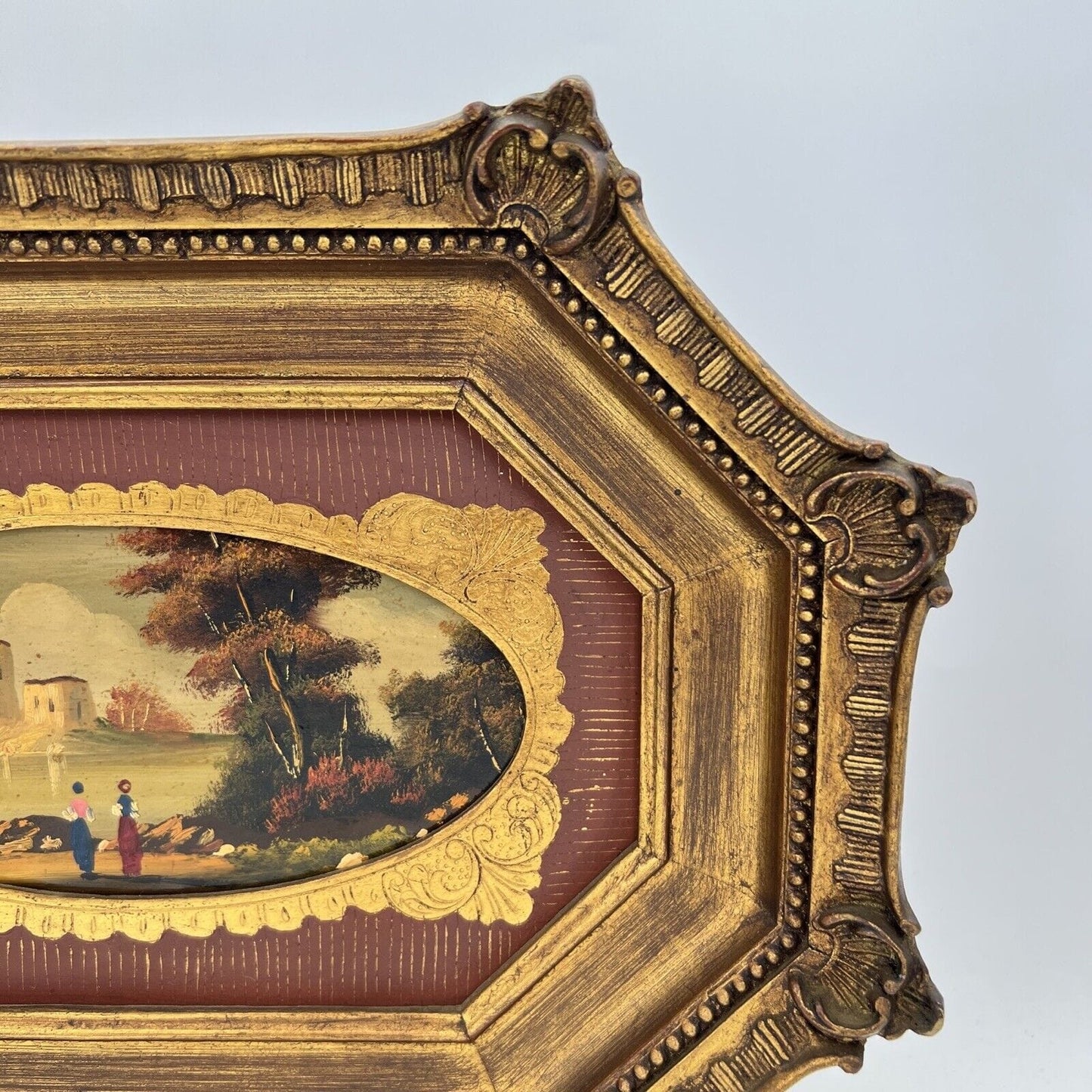 Quadro antico dipinto a olio su rame quadro con cornice oro stile barocco 900